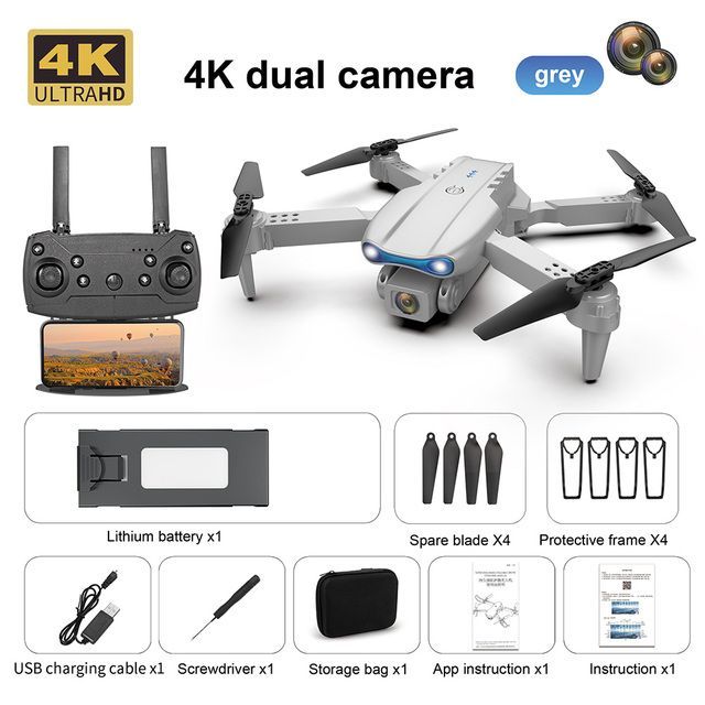 DLB Drone E99 K3 Pro HD 4k Dual Camera Foldable Mini RC WIFI GREY