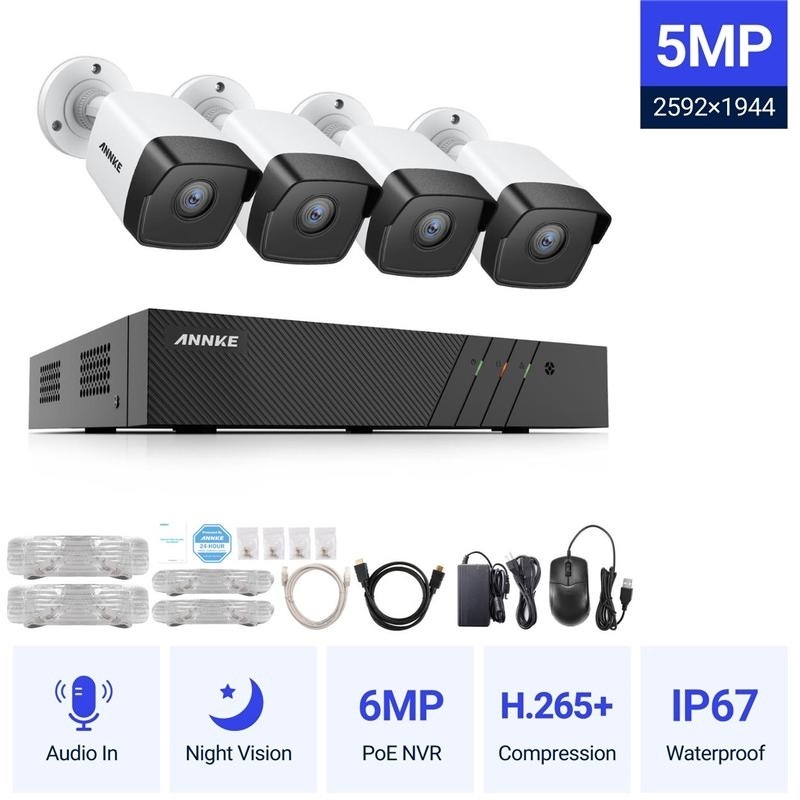 ANNKE SET 5MP N48PBB POE 6MP NVR IP 4 CAMERAS ΕΞΩΤΕΡΙΚΕΣ I51DL 5MP 2.8mm