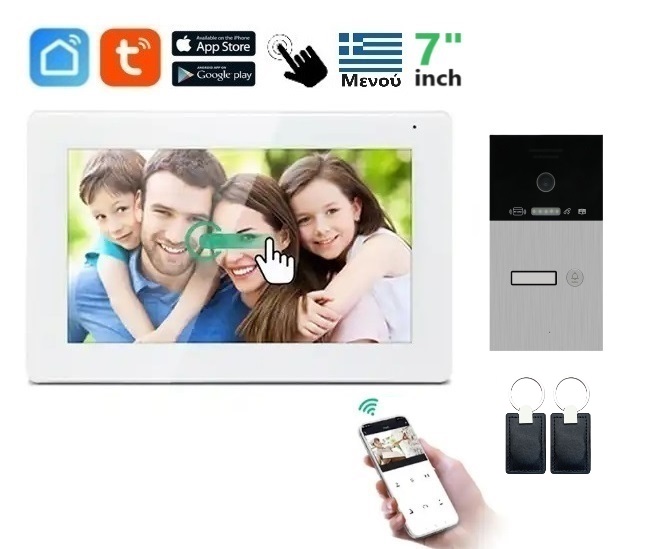 Σετ θυροτηλεόρασης Joytimer 4 καλωδίων με οθόνη Wi-Fi TUYA Smartlife APP WHITE IC CARD HD 7 Σετ θυροτηλεόρασης Joytimer 4 καλωδίων με οθόνη Wi-Fi TUYA Smartlife APP WHITE IC CARD HD 7