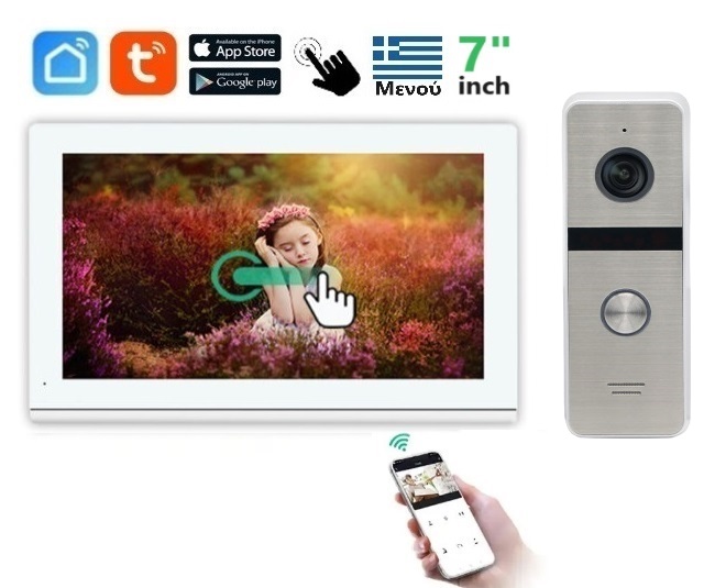 Σετ θυροτηλεόρασης Joytimer 4 καλωδίων με οθόνη Wi-Fi TUYA Smartlife APP WHITE HD 7 Σετ θυροτηλεόρασης Joytimer 4 καλωδίων με οθόνη Wi-Fi TUYA Smartlife APP WHITE HD 7