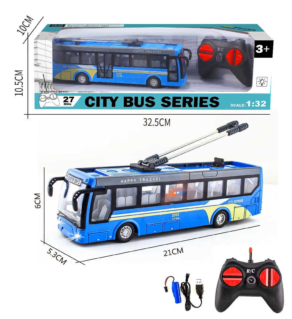 Τηλεκατευθυνόμενο Τρόλεϊ Λεωφορείο BUS 1/24 RC BLUE JHBPH11055BL 