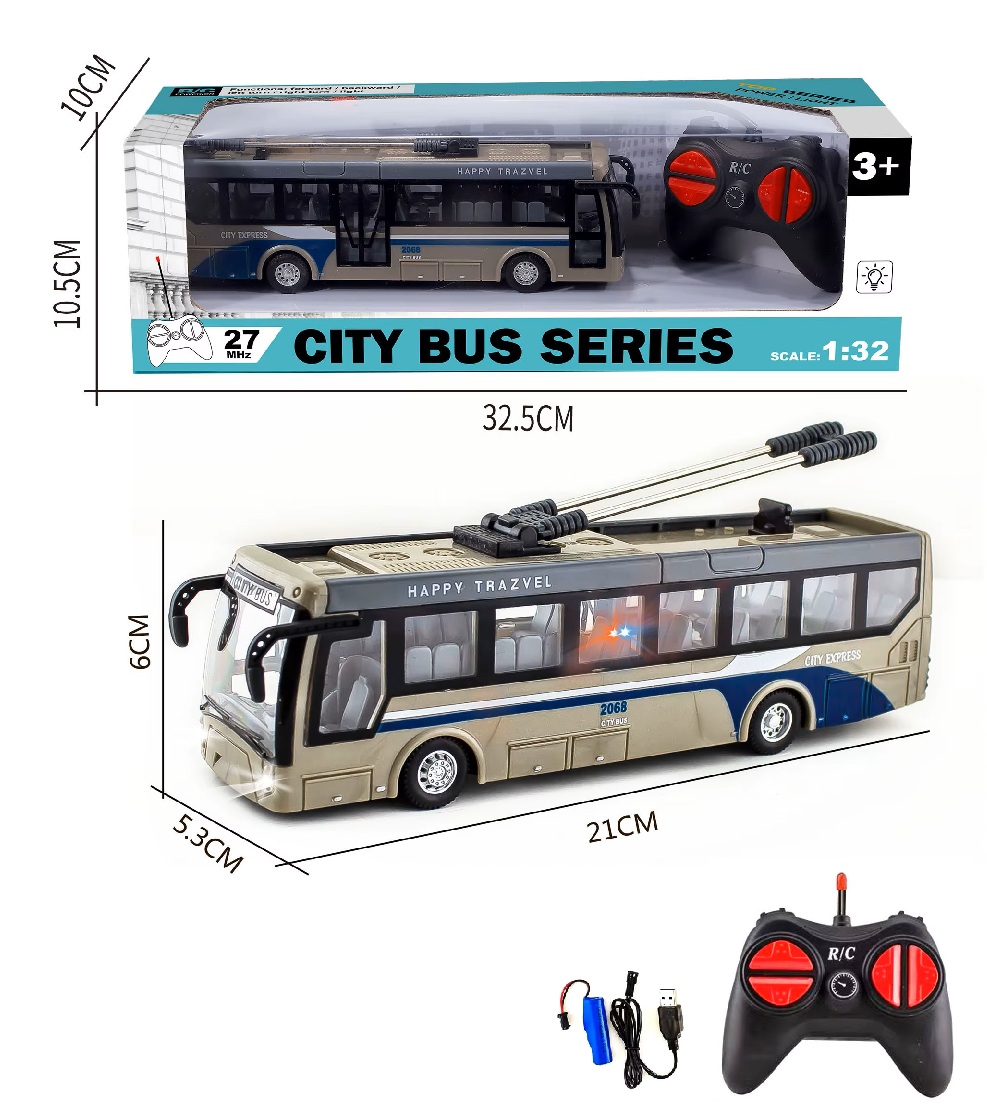 Τηλεκατευθυνόμενο Τρόλεϊ Λεωφορείο 1/24 RC SILVER BUS JHBPH11055S 