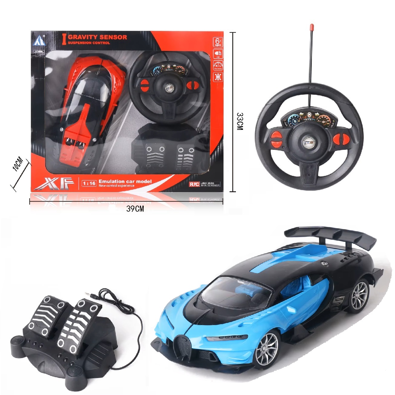 Τηλεκατευθυνόμενο BUGATTI Αγωνιστικό με Φρένο-Γκάζι Επαναφορτιζόμενο BLUE