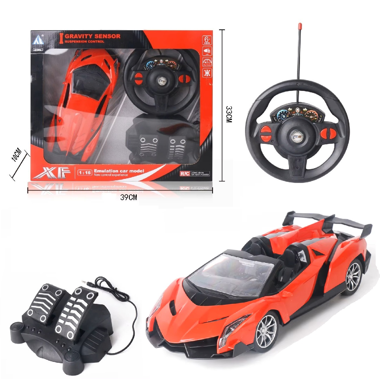 Τηλεκατευθυνόμενο LAMBORGHINI Αγωνιστικό με Φρένο-Γκάζι Επαναφορτιζόμενο RED
