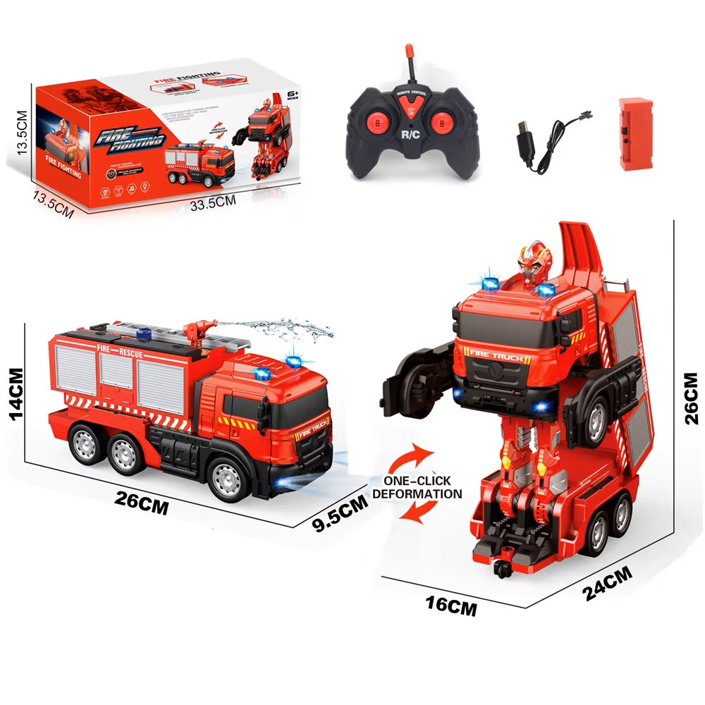 Τηλεκατευθυνόμενο Πυροσβεστικό Φορτηγό Truck Firefighter Transformer 2.4G Radio Control RED