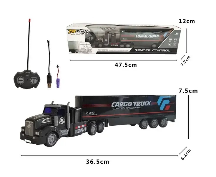 1:48 Τηλεκατευθυνόμενο Φορτηγό Truck Trailer 2.4G Radio Control BLACK