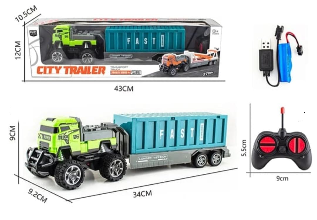1:48 Τηλεκατευθυνόμενο Φορτηγό Truck Trailer 2.4G Radio Control GREEN
