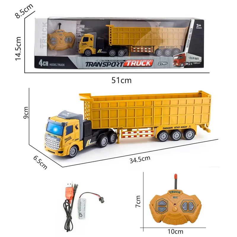 1:48 Τηλεκατευθυνόμενο Φορτηγό Truck Trailer 2.4G Radio Control YELLOW