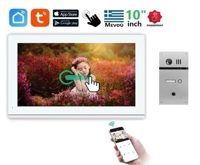 Φωτογραφία από Σετ θυροτηλεόρασης Joytimer 4 καλωδίων με οθόνη Wi-Fi TUYA Smartlife APP FINGERPRINT WHITE HD 10