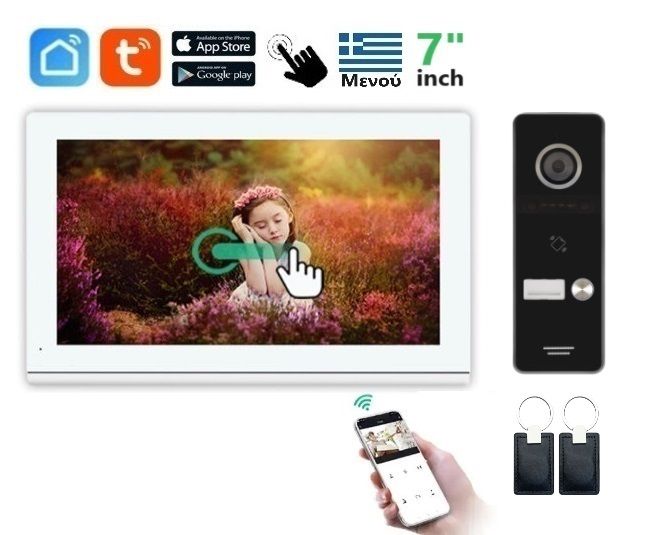 Φωτογραφία από Σετ θυροτηλεόρασης Joytimer 4 καλωδίων με οθόνη Wi-Fi TUYA Smartlife APP WHITE HD 7