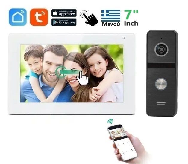 Φωτογραφία από Σετ θυροτηλεόρασης Joytimer 4 καλωδίων με οθόνη Wi-Fi TUYA Smartlife APP WHITE HD 7
