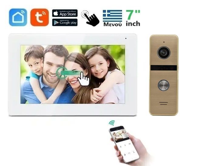 Φωτογραφία από Σετ θυροτηλεόρασης Joytimer 4 καλωδίων με οθόνη Wi-Fi TUYA Smartlife APP WHITE HD 7