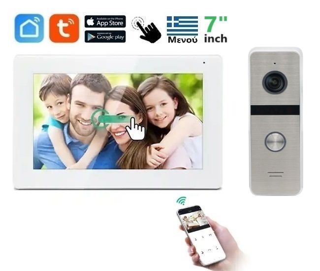 Φωτογραφία από Σετ θυροτηλεόρασης Joytimer 4 καλωδίων με οθόνη Wi-Fi TUYA Smartlife APP WHITE HD 7