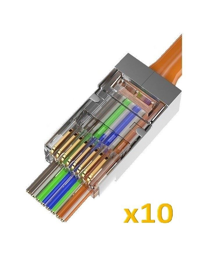 Φωτογραφία από Sinet RJ45 CAT6 EZ x10 Connectors shielded (30μ Gold Plated) male