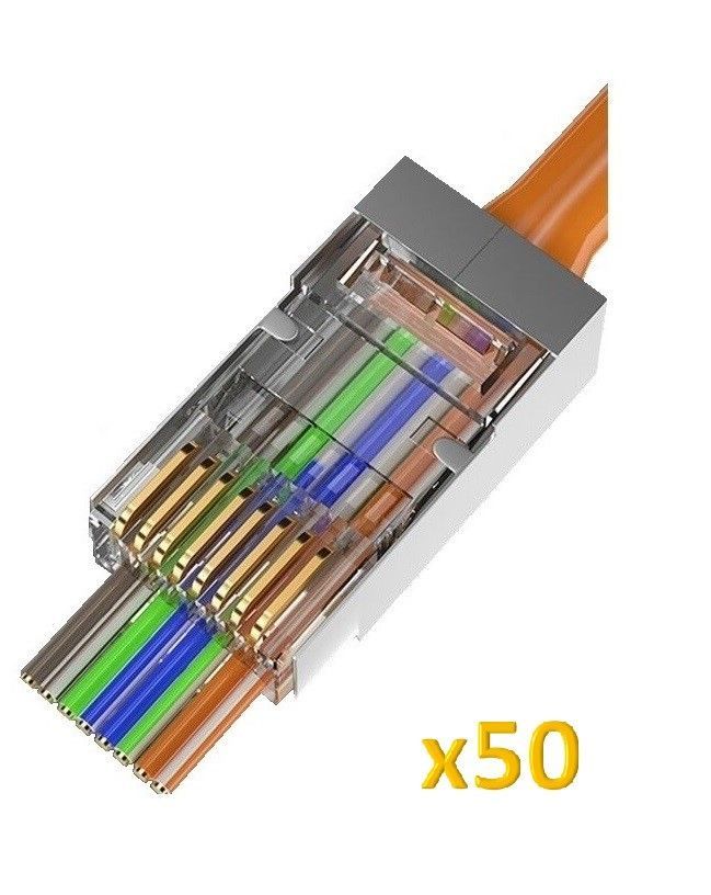 Φωτογραφία από Sinet RJ45 CAT6 EZ x50 Connectors shielded (30μ Gold Plated) male