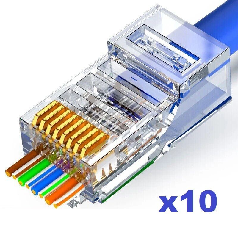 Φωτογραφία από Sinet RJ-45 CAT6 EZ male x10 Connector (30μ Gold Plated)