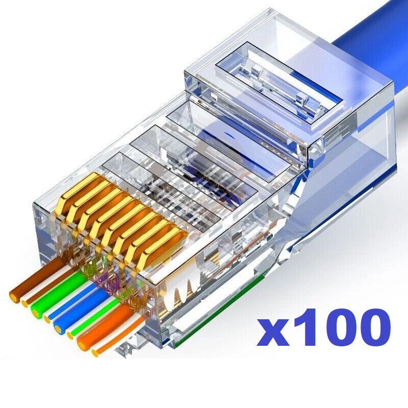 Φωτογραφία από Sinet RJ-45 CAT6 EZ male x100 Connector (30μ Gold Plated) 