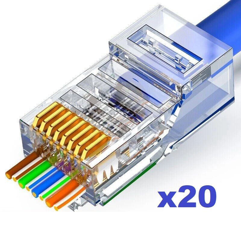 Φωτογραφία από Sinet RJ-45 CAT6 EZ male x20 Connector (30μ Gold Plated)
