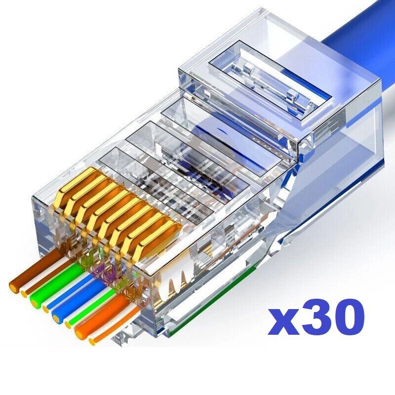 Φωτογραφία από Sinet RJ-45 CAT6 EZ male x30 Connector (30μ Gold Plated) 