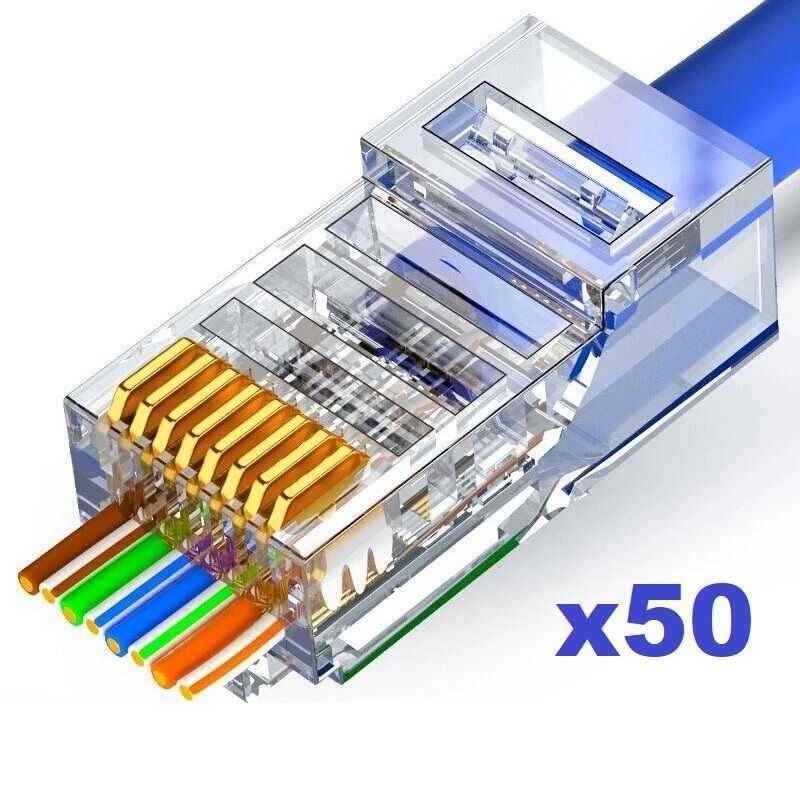 Φωτογραφία από Sinet RJ-45 CAT6 EZ male x50 Connector (30μ Gold Plated) 