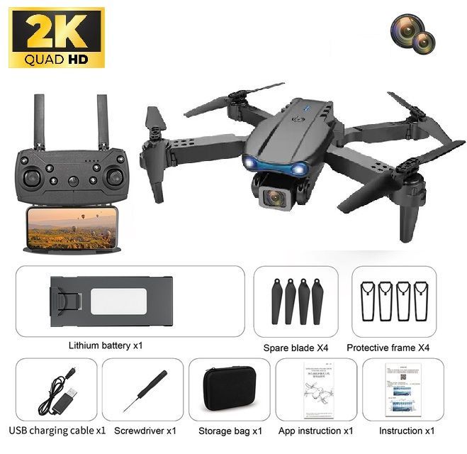 Φωτογραφία από Drone E99 K3 Pro HD 2K Dual Camera Foldable Mini RC WIFI BLACK TS03731