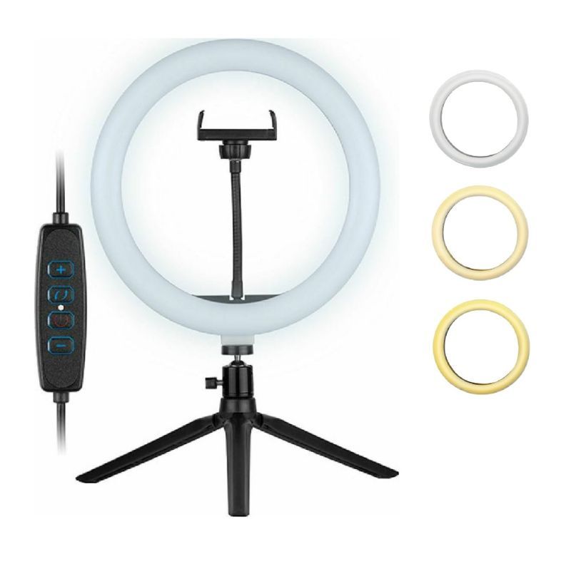 Φωτογραφία από Ring Light Led Ring Lamp with Mini Tripod 26cm 2700-7000K με Επιτραπέζιο Τρίποδο και Βάση για Κινητό TRSY0026