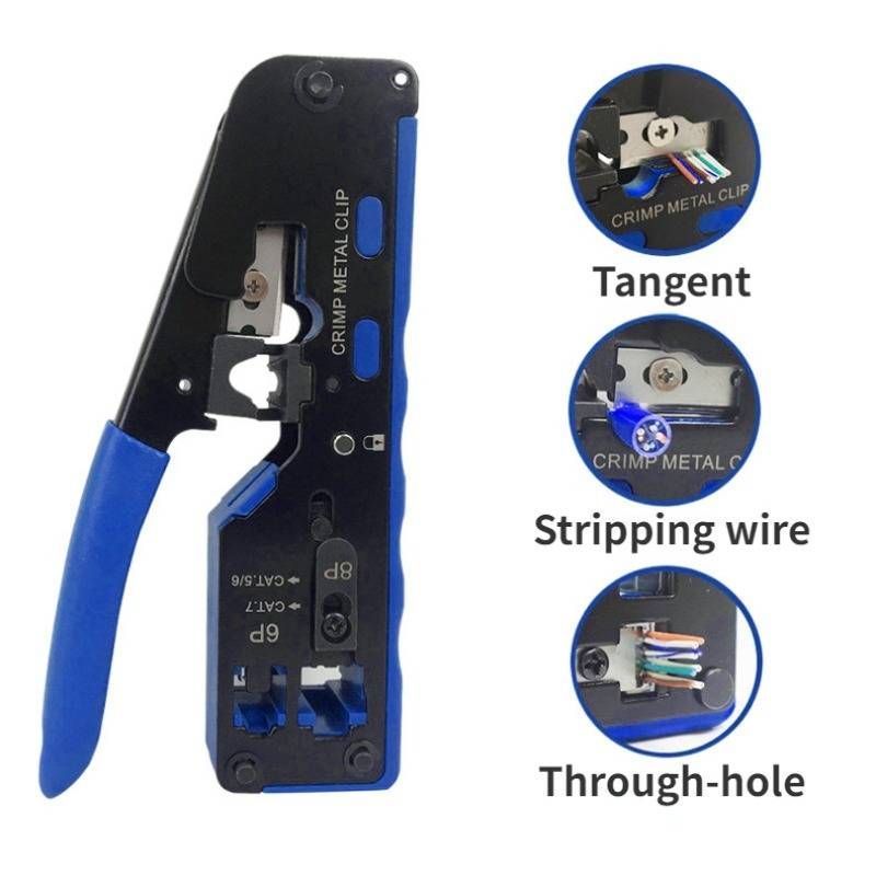 Φωτογραφία από Πρέσα Ακροδεκτών Δικτύου RJ45 pass through CAT5 CAT6 CAT7 Blue