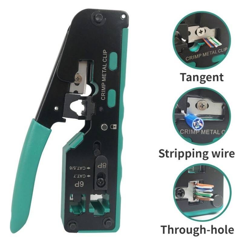 Φωτογραφία από Πρέσα Ακροδεκτών Δικτύου RJ45 pass through CAT5 CAT6 CAT7 Green